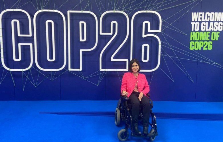 Image shows Israelli energy minister Karine Elharrar who is a wheelchair user at COP26