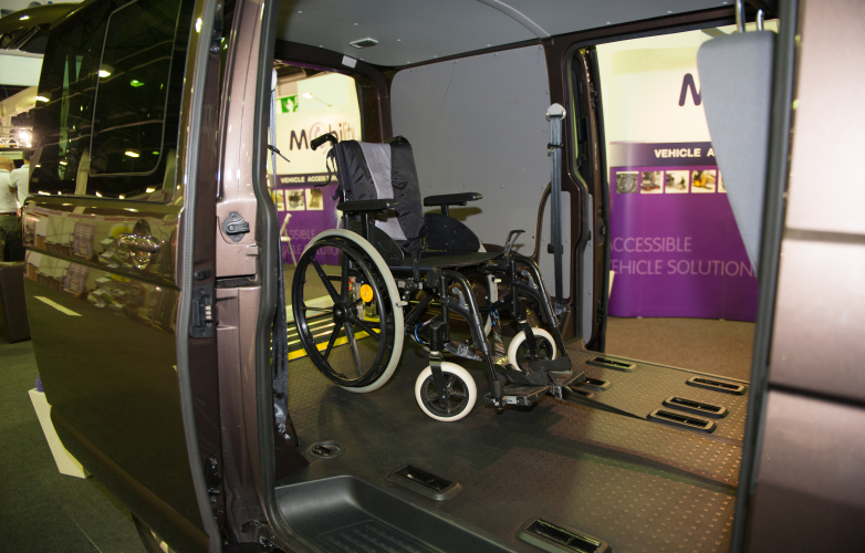Wheelchair in back of vehicle