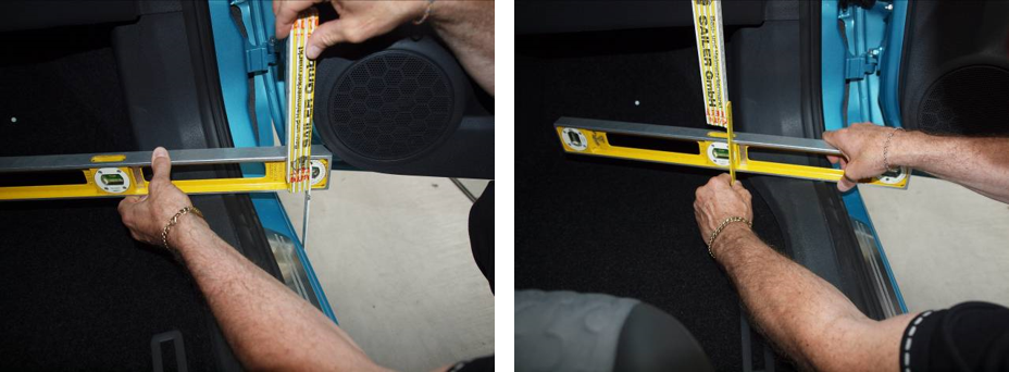 Measuring the door sill height on a car