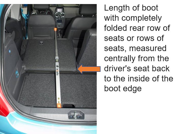 Measuring the length of a car boot with seats folded down