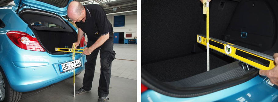 Measuring the height of a boot sill from inside the boot and ground level