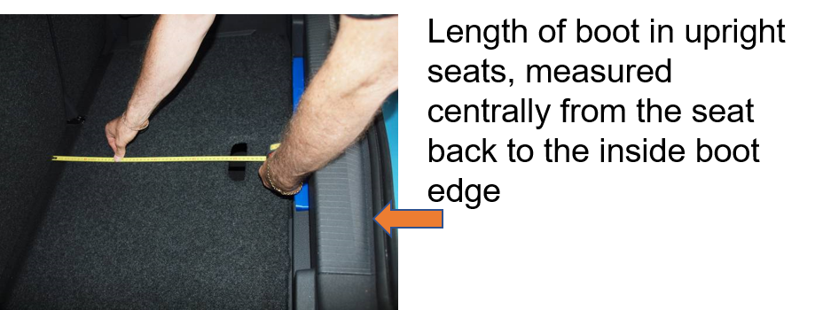 Measuring the length of a car boot with the seats folded