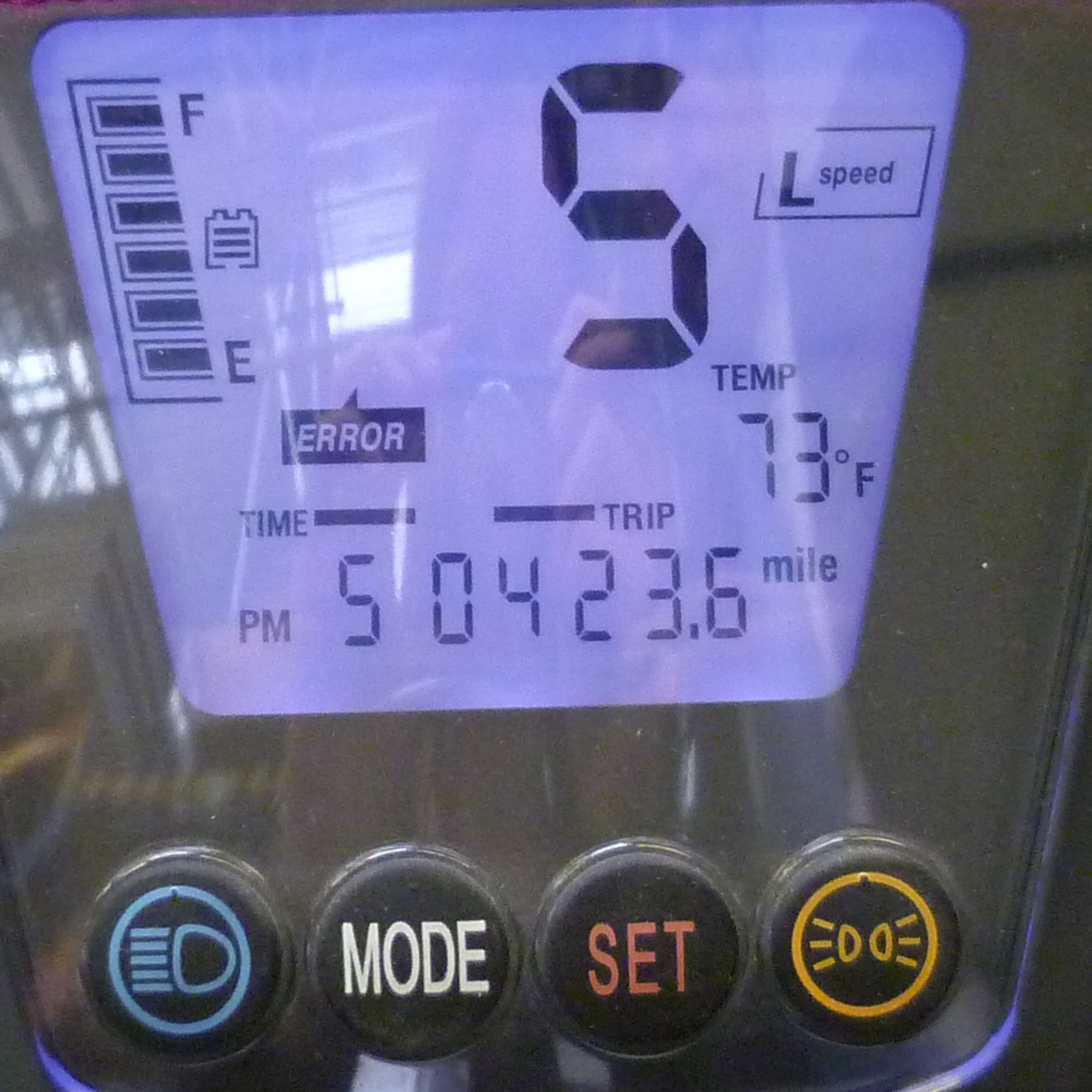 Digital speedometer on mobility scooter